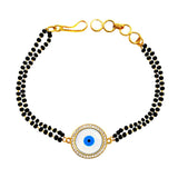 Evil Eye Nazariya Mother Of Pearl Zircon American Diamond Charm Hand Haath Mangalsutra Bracelet For Women