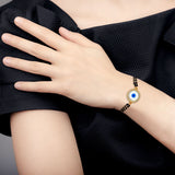 Evil Eye Nazariya Mother Of Pearl Zircon American Diamond Charm Hand Haath Mangalsutra Bracelet For Women