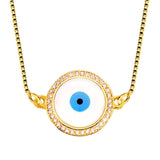 Round Turkish Evil Eye American Diamond Silver Necklace Pendant Chain