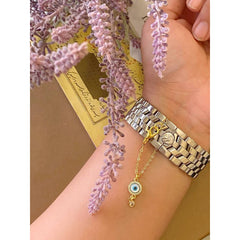 Copper Evil Eye Cubic Zirconia Drop Gold Watch Charm For Women