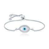 Silver Blue Evil Eye Nazariya Mother Of Pearl Cubic Zirconia American Diamond Bracelet