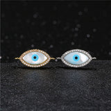 Evil Eye Oval Black Silver American Diamond Copper Centre Pcs For Women