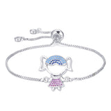 Cute Baby Girl Charms Cubic Zirconia Adjustable Slider Extender Extension Silver Bracelet