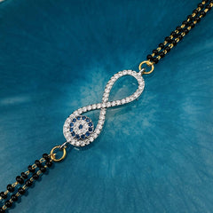 Evil Eye Nazariya Infinity Zircon American Diamond Charm Haath Hand Mangalsutra Bracelet For Women