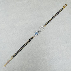 Evil Eye Nazariya Infinity Zircon American Diamond Charm Haath Hand Mangalsutra Bracelet For Women