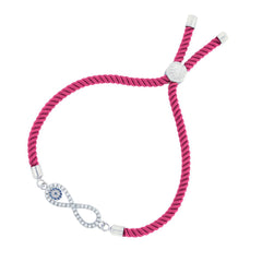 Pink Thread Infinity Turkish Evil Eye Bracelet For Women