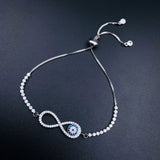 Blue Silver Slider Infinity Turkish Evil Eye Bracelet For Women