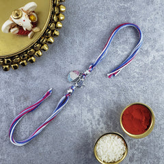Baby Boy Silver Pink Blue Crystal CZ Thread Rakhi