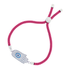 Pink Thread Hamsa Turkish Evil Eye Bracelet For Women