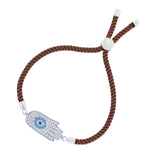 Brown Thread Hamsa Turkish Evil Eye Bracelet For Women