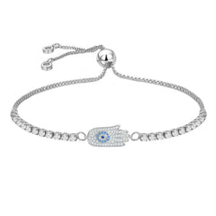 Blue Slider Hamsa Turkish Evil Eye Bracelet For Women