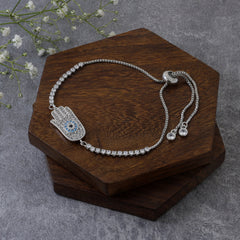 Blue Slider Hamsa Turkish Evil Eye Bracelet For Women