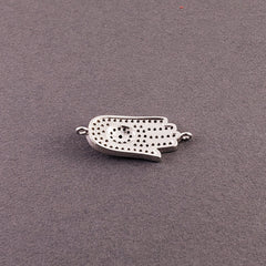 Evil Eye Hamsa Hand Nazariya Silver American Diamond Cubic Zirconia Charm Adustable Centre Pcs For Women