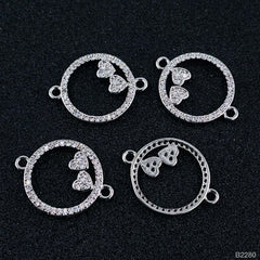 Heart Silver Cubic Zirconia American Diamond Centre Pcs For Women