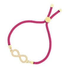 Infinity 18K Gold Pink Cubic Zirconia Adjustable Thread Bracelet