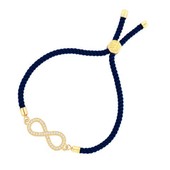 Infinity 18K Gold Blue Cubic Zirconia Adjustable Thread Bracelet
