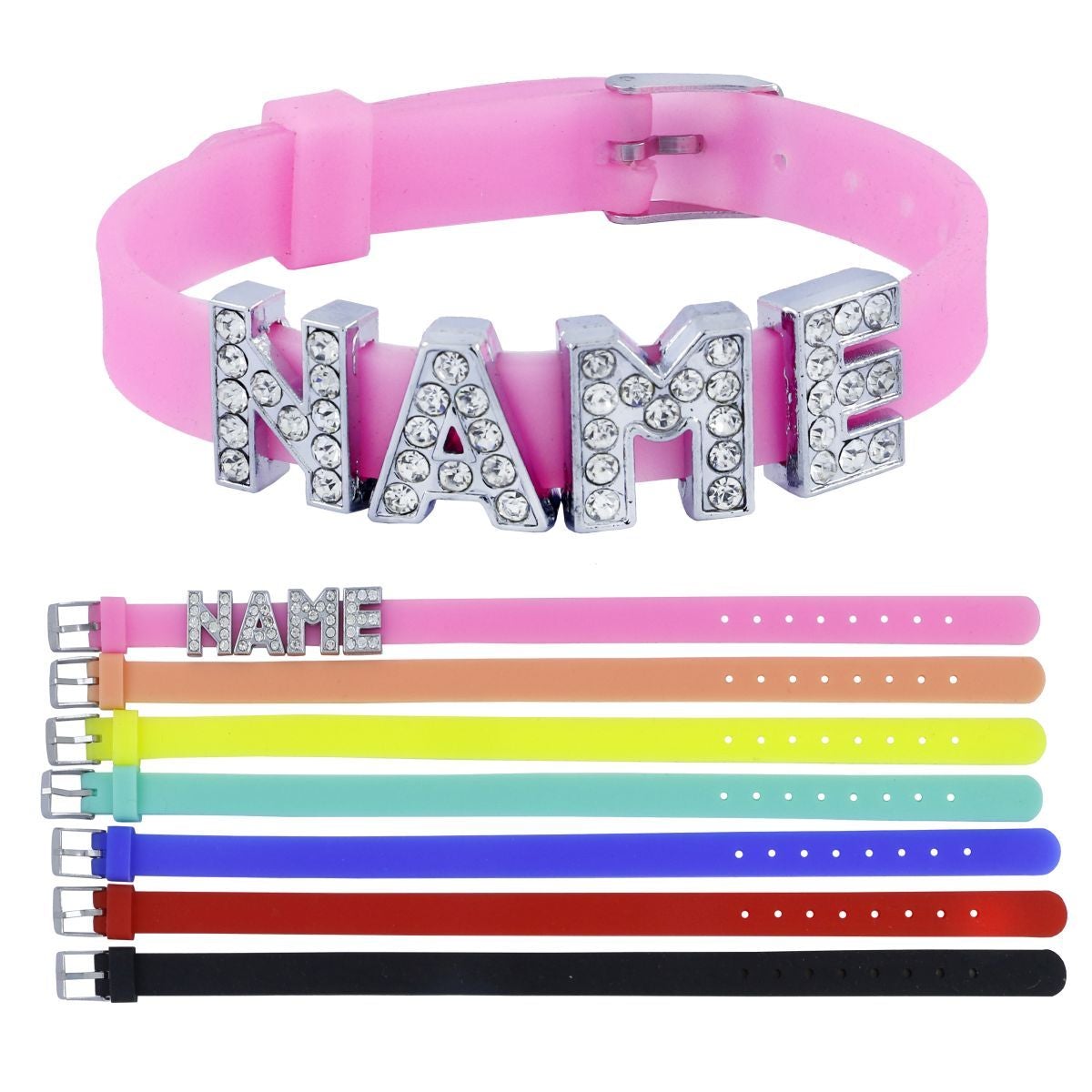 Personalised Name Alphabet Initial Letter Rhinestone Silicon Watch Belt Bracelet Women