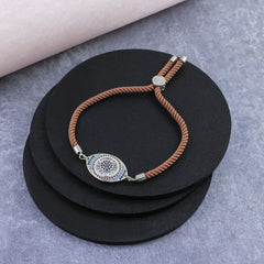 Brown White Thread Turkish Evil Eye Bracelet For Women