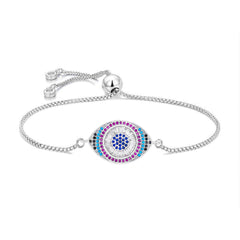 Silver White Slider Turkish Evil Eye Bracelet For Women