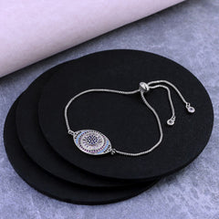 Silver White Slider Turkish Evil Eye Bracelet For Women