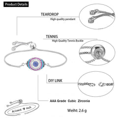 Silver White Slider Turkish Evil Eye Bracelet For Women