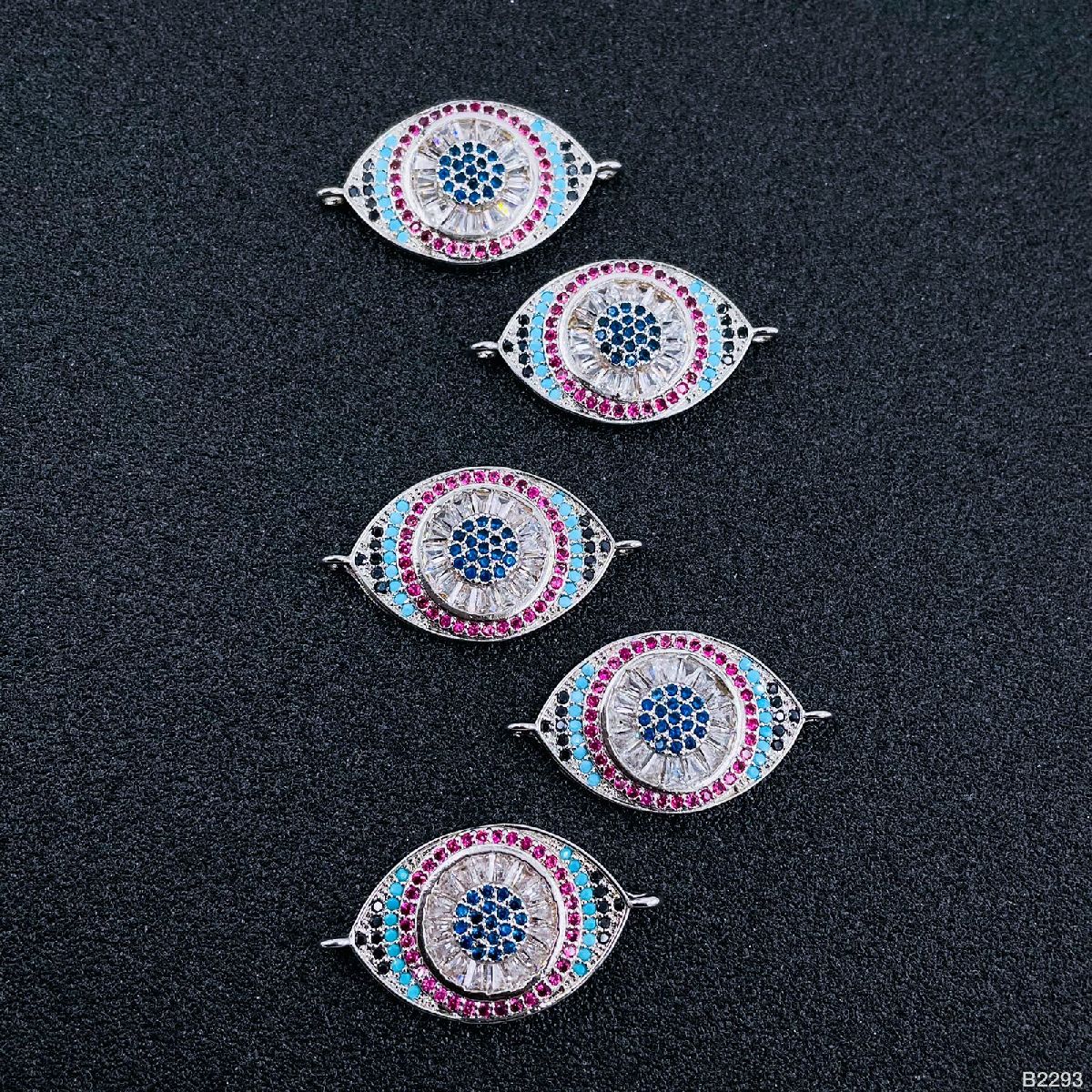 Evil Eye Nazariya Silver Pink Blue Black American Diamond Charm Centre Pcs For Women
