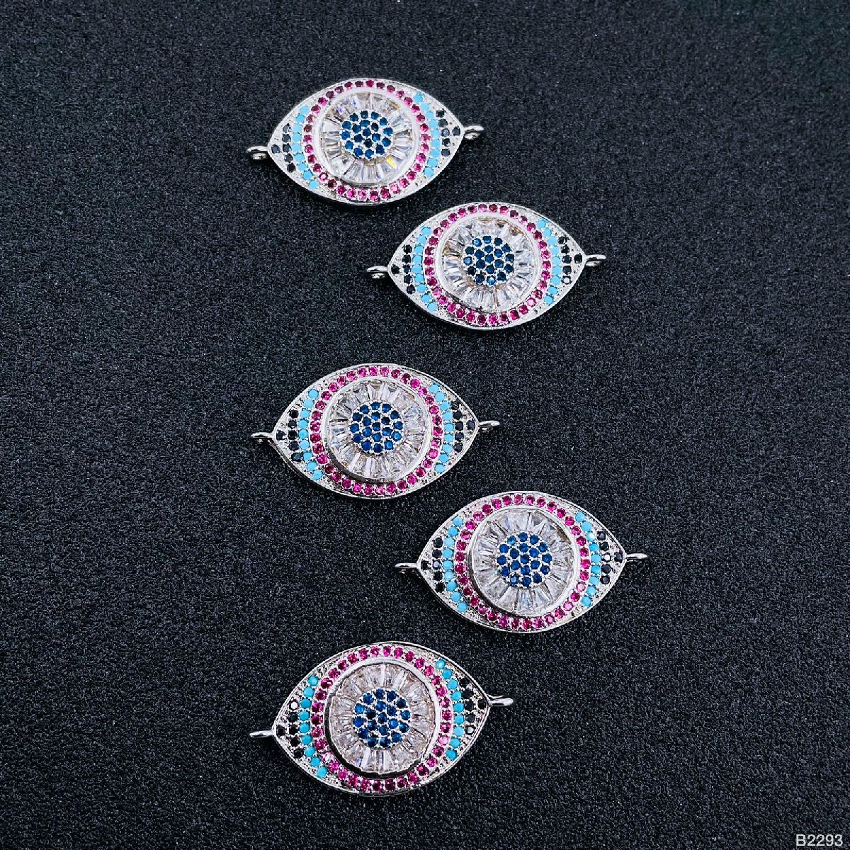 Evil Eye Nazariya Silver Pink Blue Black CZ Charm Centre Pcs