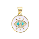 White Gold Turkish Evil Eye Medallion Pendant For Women Girls