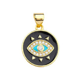 Black Gold Turkish Evil Eye Medallion Pendant For Women Girls