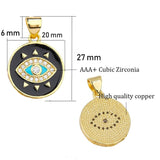 Black Gold Turkish Evil Eye Medallion Pendant For Women Girls