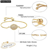 Turkish Evil Eye Gold Cubic Zirconia Adjustable Slider Bracelet Women