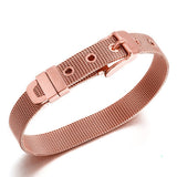 Mesh Belt Buckle Rose Gold Stainless Steel Adjustable Bracelet