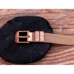 Mesh Belt Buckle Rose Gold Stainless Steel Adjustable Bracelet
