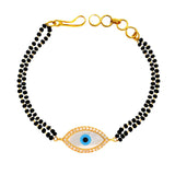 Evil Eye Nazariya Mother Of Pearl Zircon American Diamond 22K Gold Hand Mangalsutra Bracelet For Women