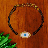 Evil Eye Nazariya Mother Of Pearl Zircon American Diamond 22K Gold Hand Mangalsutra Bracelet For Women