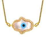 Hamsa Turkish Evil Eye American Diamond Silver Necklace Pendant Chain