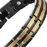 Titanium Stainless Steel Black Gold Magnet Health Therapy Bio Energy Bracelet Men