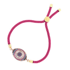 Pink Rose Gold Thread Turkish Evil Eye Bracelet For Women