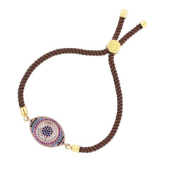 Brown Rose Gold Thread Turkish Evil Eye Bracelet Women.