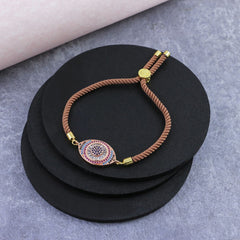 Brown Rose Gold Thread Turkish Evil Eye Bracelet Women.