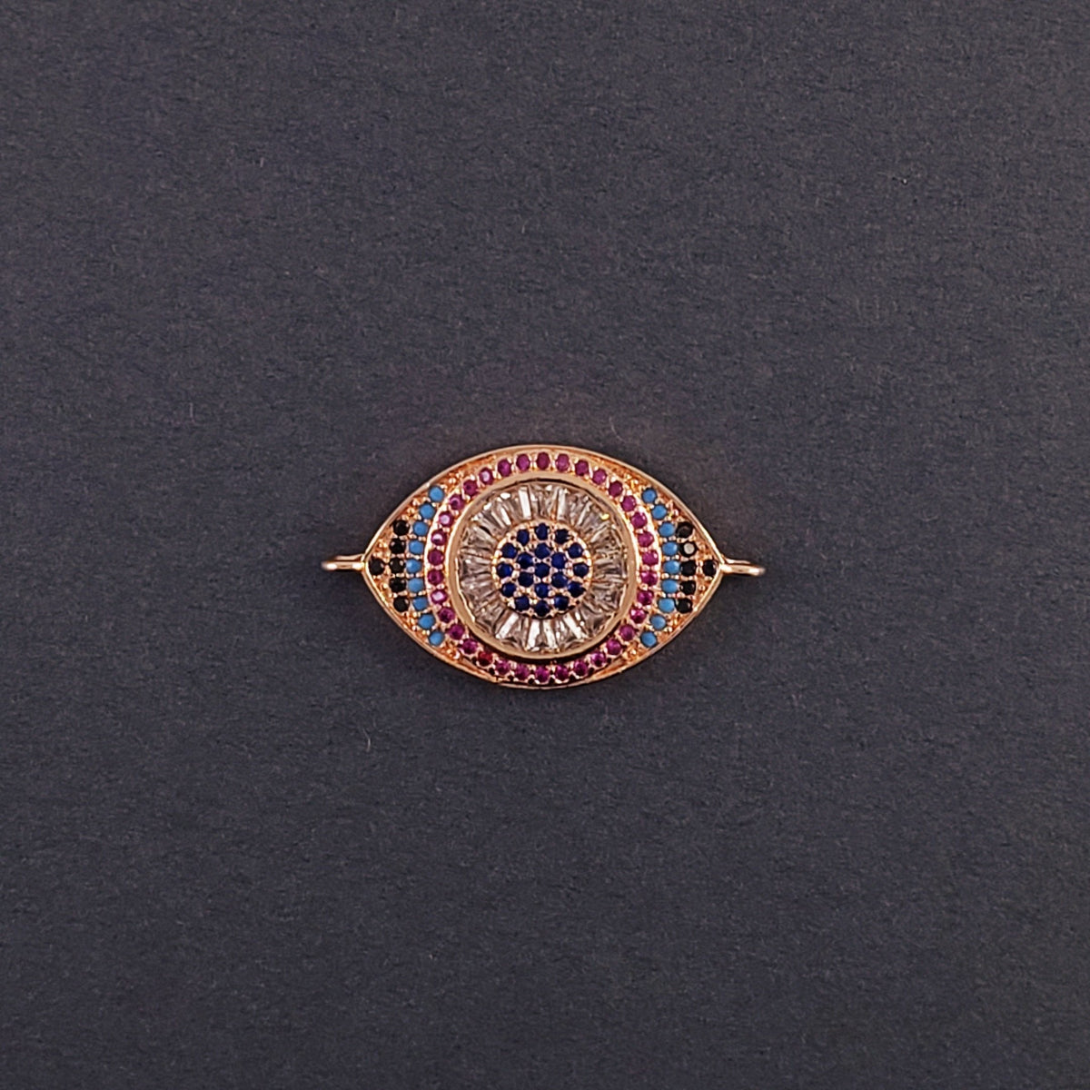 Evil Eye Nazariya Lucky Copper Rose Gold Red Blue Black Cubic Zirconia American Diamond Centre Pcs For Women