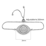 Turkish Evil Eye Silver Cubic Zirconia Adjustable Slider Bracelet