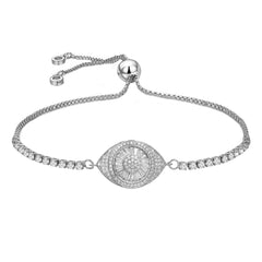 Silver Slider Turkish Evil Eye Bracelet For Women