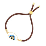 Brown White Enamel Thread Turkish Evil Eye Bracelet For Women