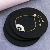 Gold White Slider Turkish Evil Eye Bracelet For Women