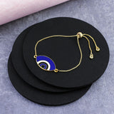 Gold Blue Slider Turkish Evil Eye Bracelet For Women