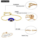 Gold Blue Slider Turkish Evil Eye Bracelet For Women