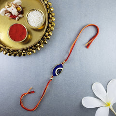 Evil Eye White Blue Enamel Thread Rakhi For Men