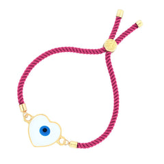 Pink Thread Heart Turkish Evil Eye Bracelet For Women