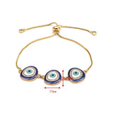 Gold Slider 3 Turkish Evil Eye Bracelet For Women